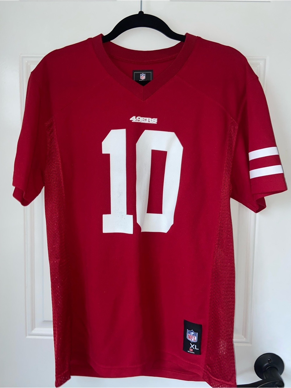NFL Men's Red #10 Football Jersey with White Accents